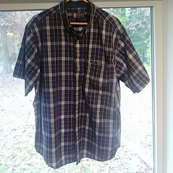 LARGE SHORT SLEEVE CHAPS RALPH LAUREN PLAID SHIRT - Picture 1 of 3